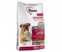CROQUETTES CHIEN SENIOR PEAU ET PELAGE SENSIBLES AGNEAU POISSON 12KG - 1ST CHOICE
