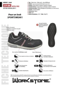 CHAUSSURE SECURITE ARDOISE NOIR T43 - WORKSTONE -Jardin Extérieur derby s1p src ardoise noir 39 1