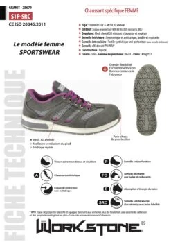 CHAUSSURE SECURITE DERBY GRANIT GRIS T40 - WORKSTONE -Jardin Extérieur derby s1p src granit griss 36 11