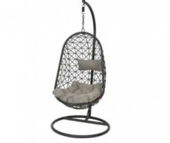 FAUTEUIL OEUF SUSPENDU BOLOGNA NOIR Ø95 X H195 Cm - JARDIDECO