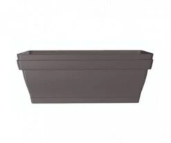 LOT DE 2 JARDINIERES ROMEO TAUPE 50CM + SOUCOUPE