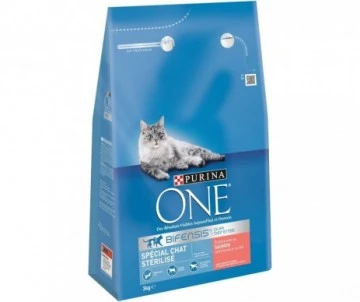 CROQUETTES POUR CHAT STÉRILISÉ SAUMON/BLE 3KG - PURINA ONE 1 CROQUETTES POUR CHAT STÉRILISÉ SAUMON/BLE 3KG - PURINA ONE