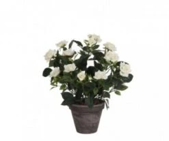 ROSIER BLANC ARTIFICIEL POT GRIS D11,5CM