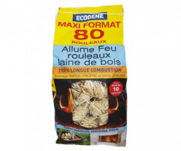 ROULEAUX ALLUME FEU LAINE BOIS - ECOGENE 1 ROULEAUX ALLUME FEU LAINE BOIS - ECOGENE
